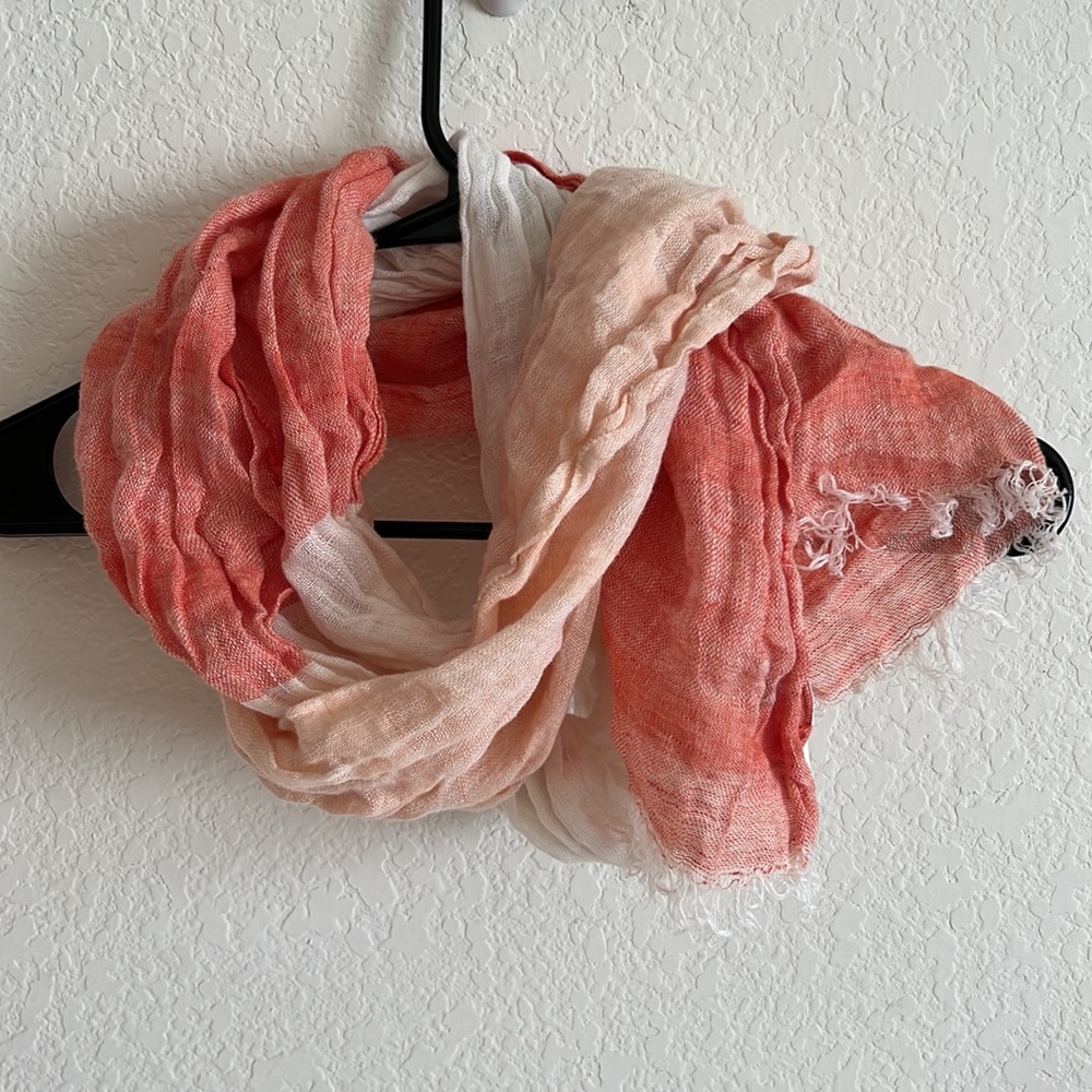 Pink Peach Cream Ombré Linen Scarf